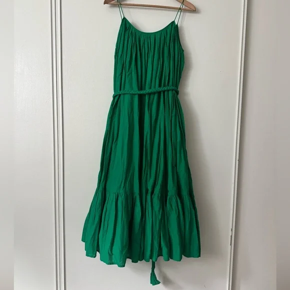 NWT Rhode M Lea Cotton Midi Dress in Kelly Green